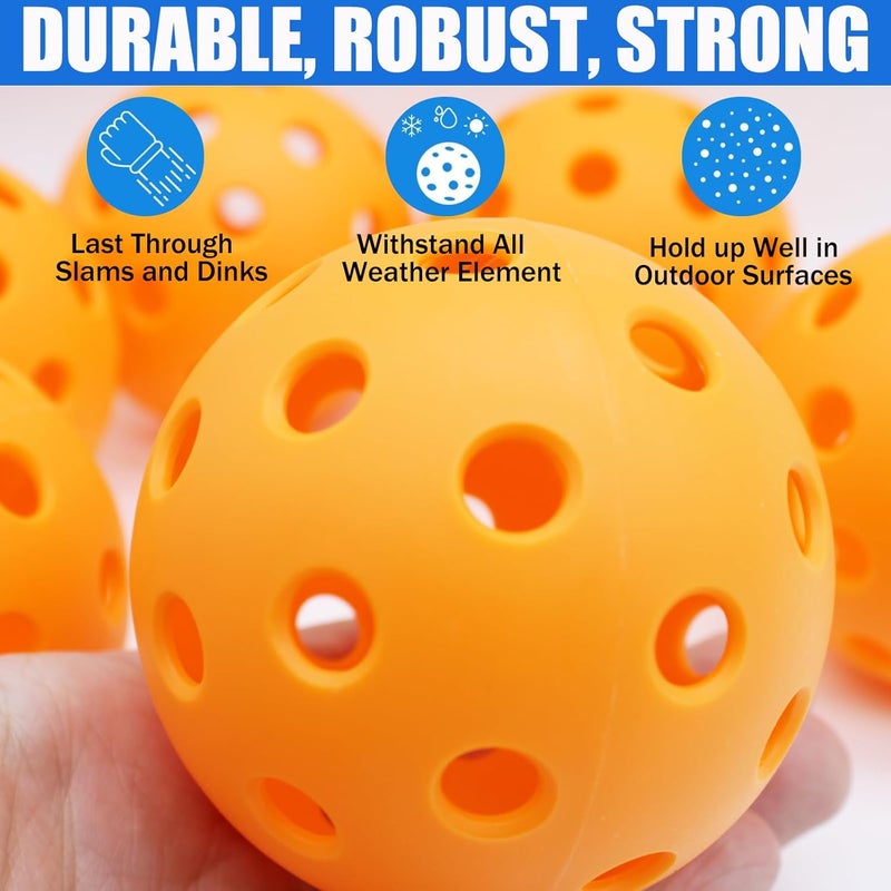 Magicorange كرات البيكلبول، 40 ثقب كرات البيكلبول الخارجية، مرونة عالية وكريات بيكلبول متينة لجميع أنماط مضارب البيكلبول - Image 3
